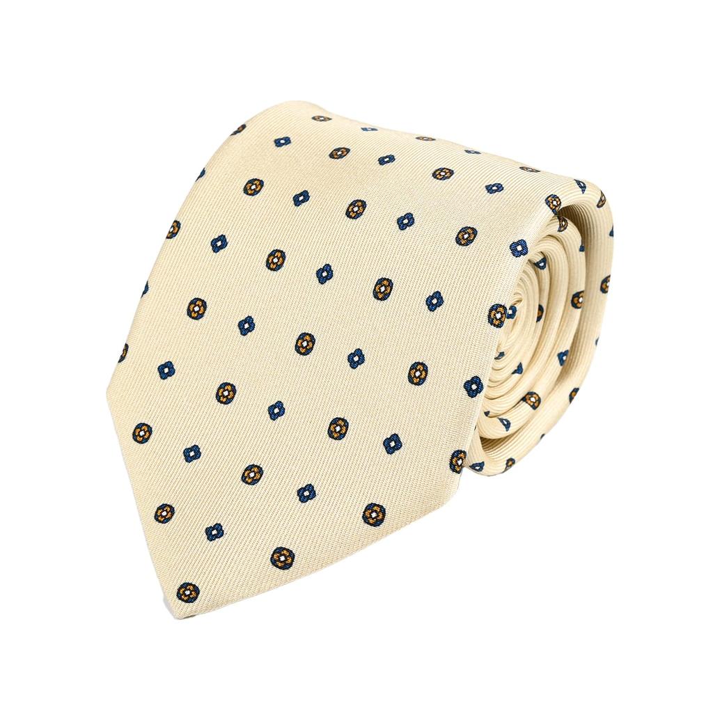 Dunhill Men's Necktie, 8cm Wide, 100% Silk, Neets Print, Cream, 24RPTP1HB271 [Parallel Import]