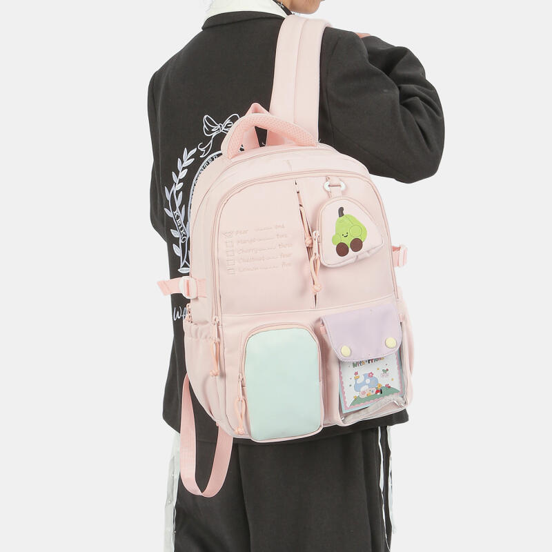 Niedlicher Rucksack mit Fruchtmuster für Damen und Mädchen, modischer Schul- und Reiserucksack mit mehreren Fächern