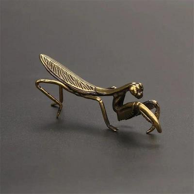 Statuetă Mantis din Alamă Miniatură Cupru Pur Decor Birou Retro Figurine Cupru Pur Calitate Înaltă Decor Alama Vintage Meșteșuguri