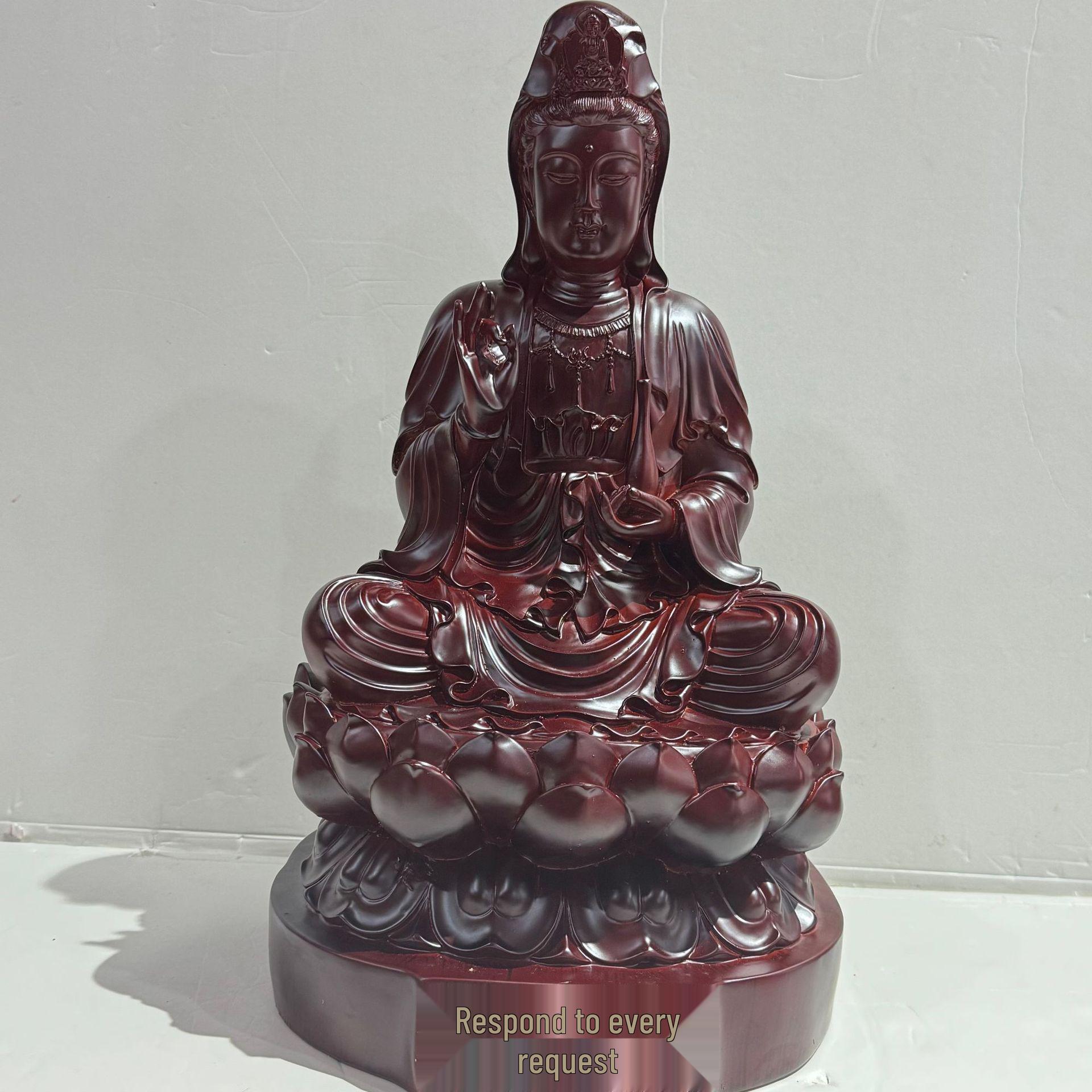 

Смола Гуаньинь Будда Лотос Фигурка - Массив дерева Домашний декор Ручная работа Подарок.