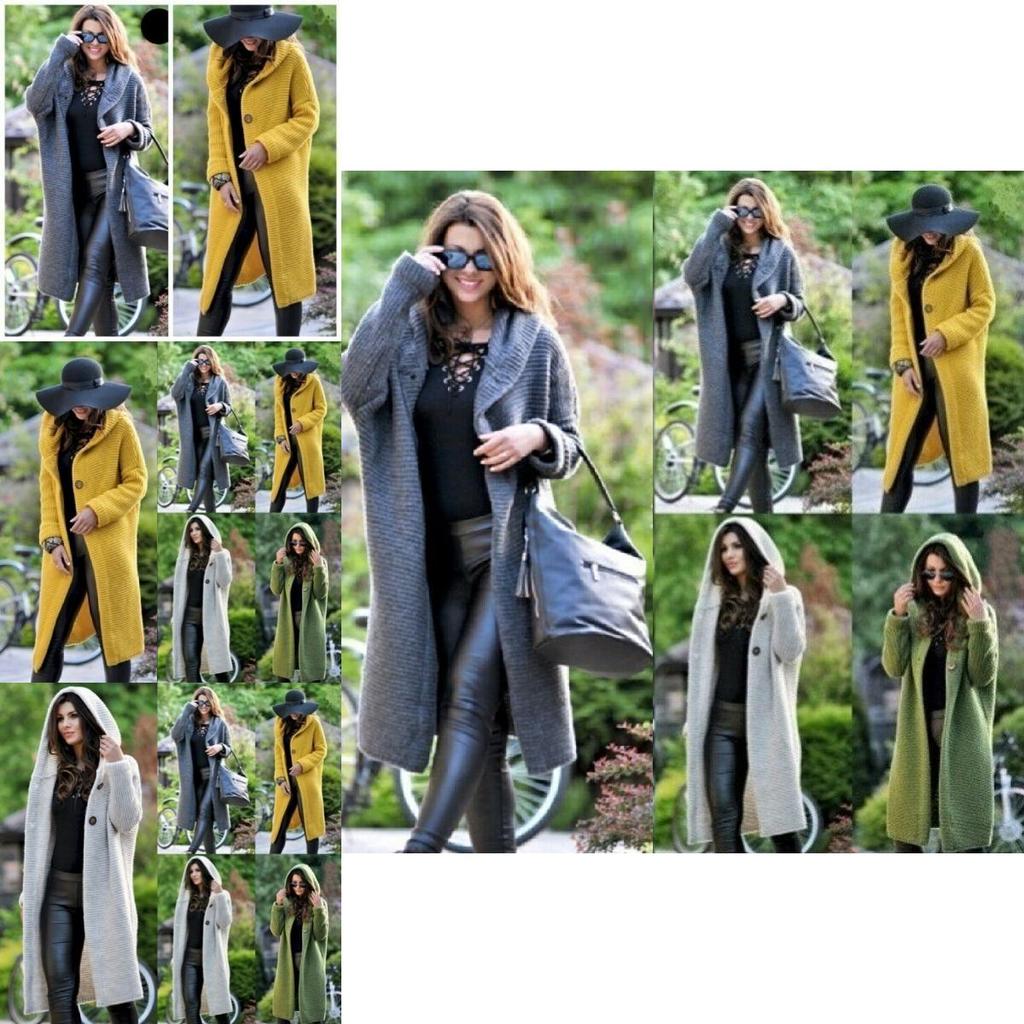 Cardigan Autunnale Caldo ed Elegante da Donna con Cappuccio Caldo e Maniche Lunghe