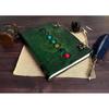 Seven stone Leather journal Handmade Embossed Vintage Leather Bound Green Notebook Sketchbook Diary Best Gift For Him