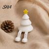 Matte Finish Tree Decor Christmas Figurine with Articulated Legs, 3D Printed Xmas Easy Care TreeDecoration Statue, Mini Desk Decoration for