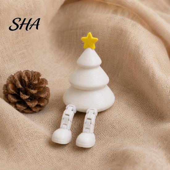 Matte Finish Tree Decor Christmas Figurine with Articulated Legs, 3D Printed Xmas Easy Care TreeDecoration Statue, Mini Desk Decoration for