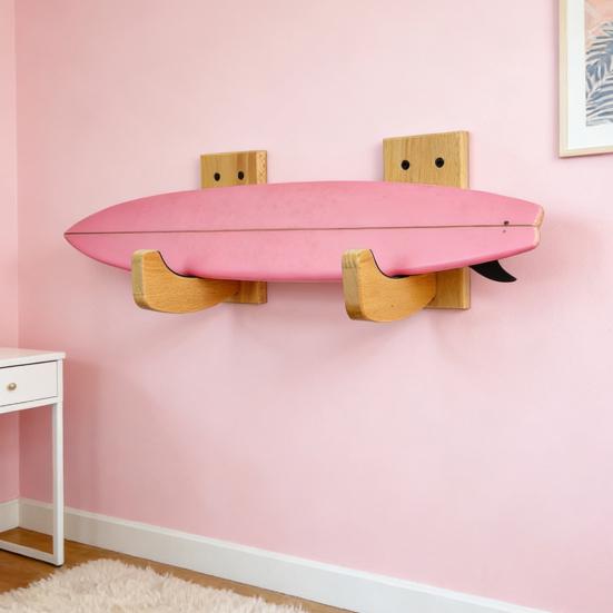 2Pcs Surfboard Wall Hanger Scratch-proof Easy Installation Surfboard Display Rack Beech Snowboard Rack Organizer