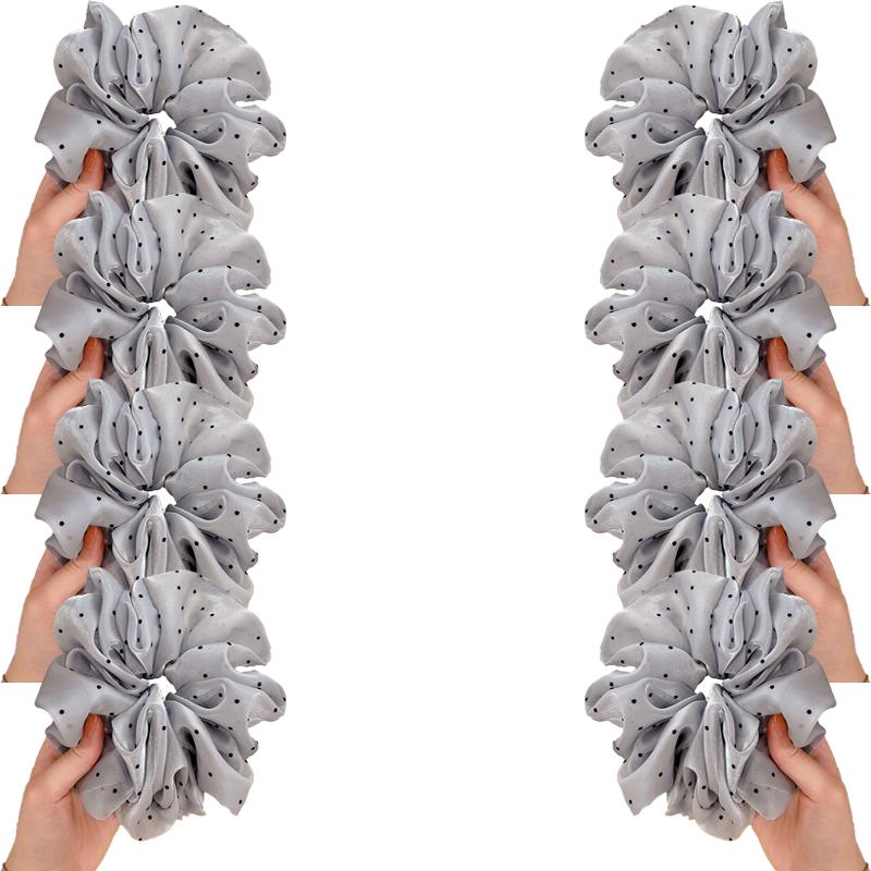 Korean-Style Gentle Solid Colour Pearl Mesh Polka Dot French Hair Tie For Women Elegant Large Scrunchie Hair Accessory
