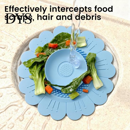 Bathroom Sink Strainer Sunflower Silicone Floor Drain Mat, Bionic Petal Design Anti-Clog Hair Filter, Odor-Proof Drainage Protector for Kitchen