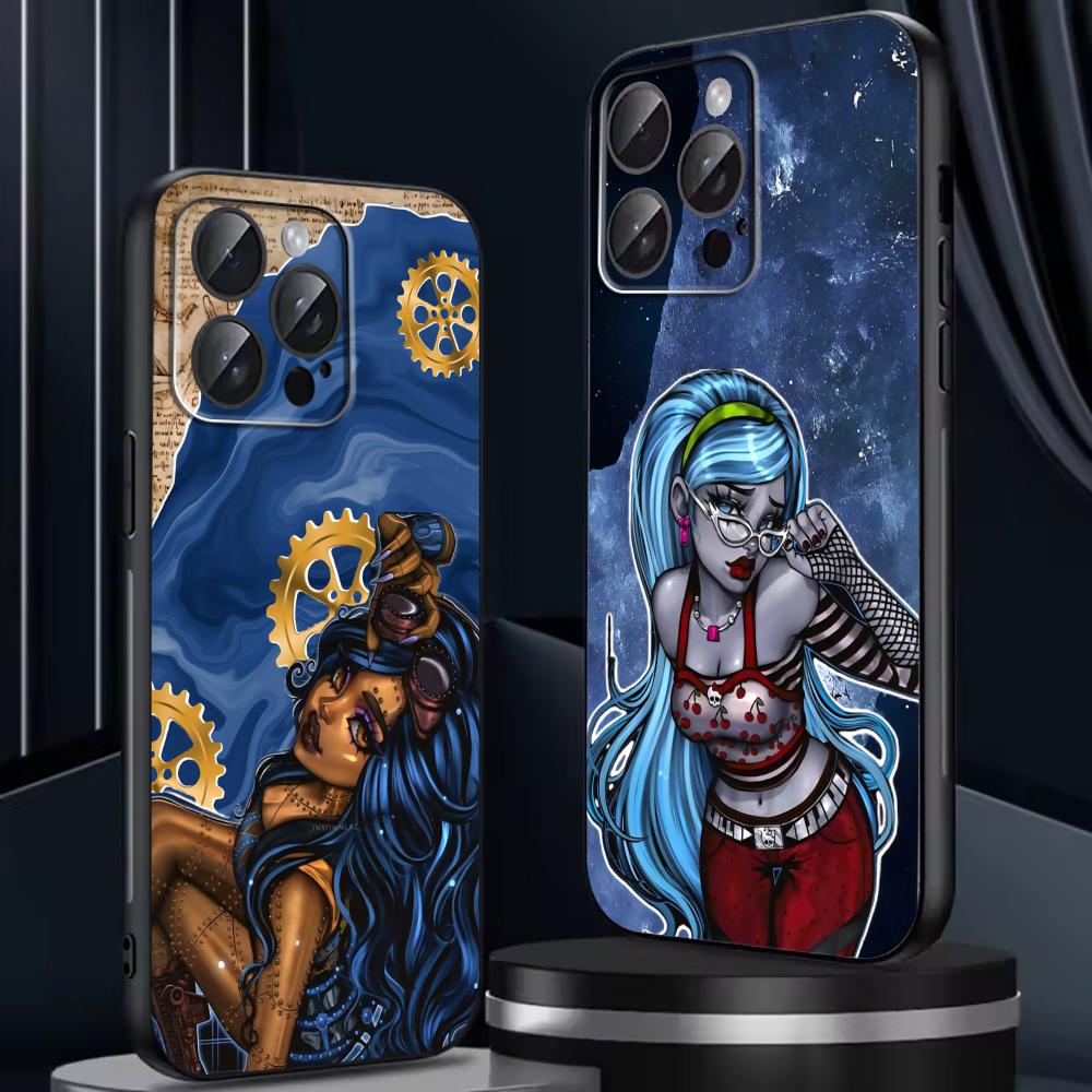 M-MonsterS Cartoon H-HighS  Phone Case For iPhone17 16 16e 15 14 13 12 11 Plus Mini Pro Max Soft Black Shockproof Cover