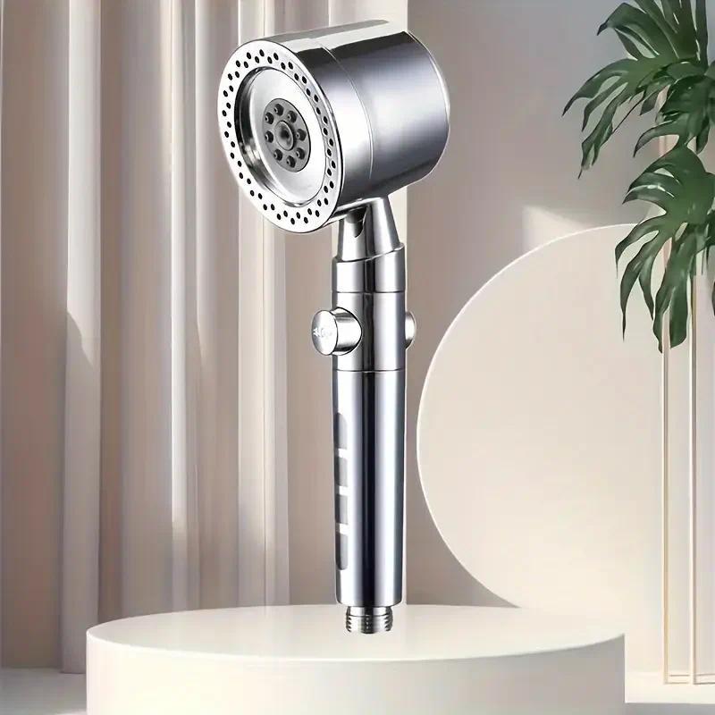 Soffione Doccia ad Alta Pressione a 5 Modalità Risparmio Idrico Filtro Portatile Manuale con Elementi Filtranti Arresto a un Pulsante Set di Accessori per Bagno