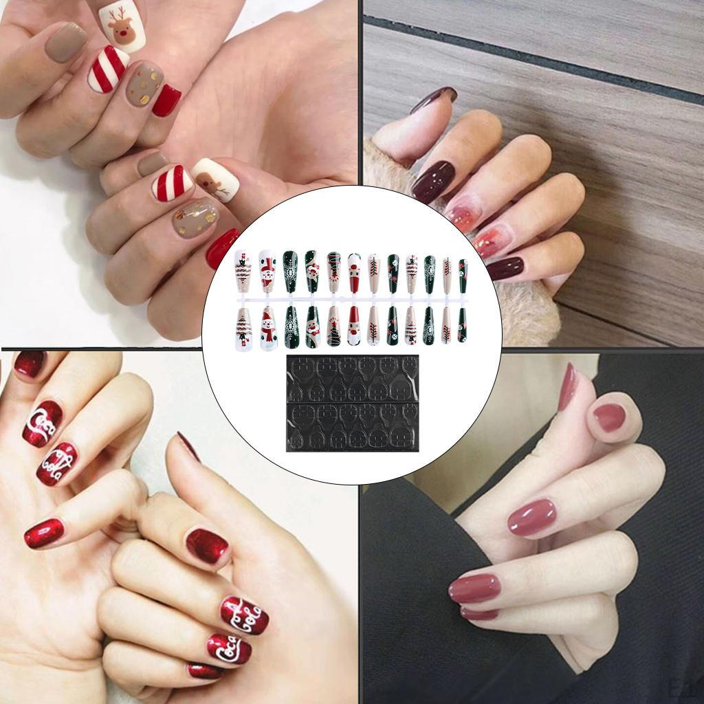 24 Pieces Nails Stylish with Double-Sided Tapes Fashion False Fingernails DIY Women Girls