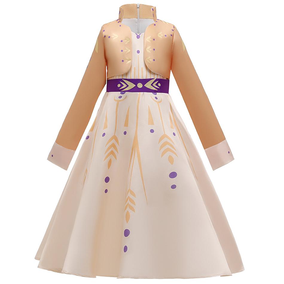 Girls Snow Queen 2 Royal Anna Costume Deluxe Princess Dress Frozen Role Playing Toddler Elsa 2 Elegant Frock Halloween Clothes