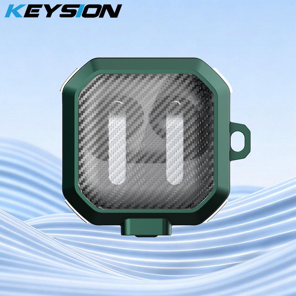 

KEYSION Transparent Carbon Fiber Texture Earphone Case for Samsung Buds 4 4 Pro Hard PC With Switch Shockproof Headphone Cover for Galaxy Buds4 зелёный