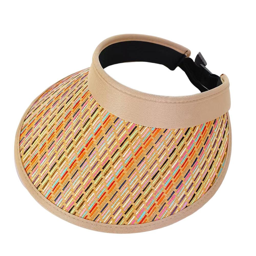 

Rainbow Weaving Empty Top Straw Hats Spring Summer Outdoor Sun Hat Casual Beach Hat for Summer хакі