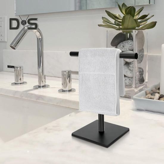 T-Shaped Towel Rack Storage Organizer Rust-Resistant Easy Installation Bath Hand Towel Holder Stand with Heavy Base