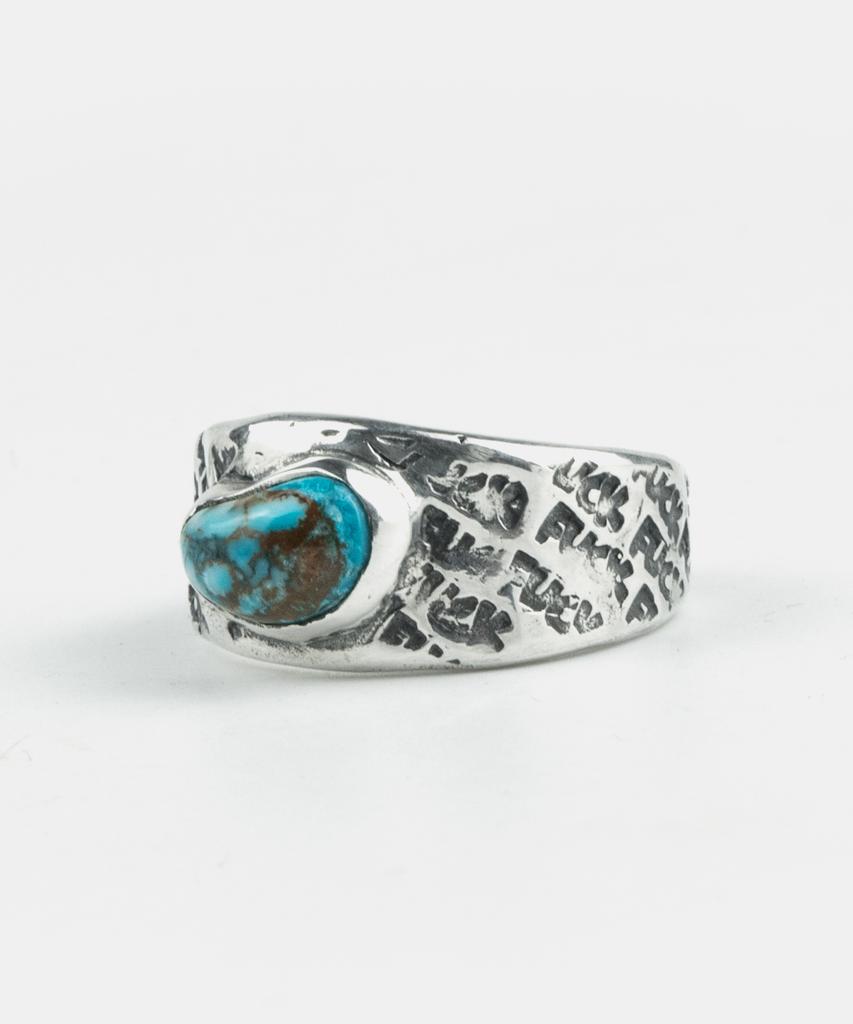 Sheen666 F Pattern Turquoise Silver Ring (B Type)