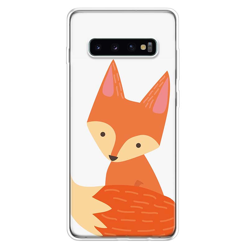 

Lovely Animal Fox Tea Phone Case For Samsung Galaxy S26 S25 Edge S24 S23 Ultra S22 Plus S21 S20 FE Soft TPU Back Cover Funda Gal Samsung S24 Plus