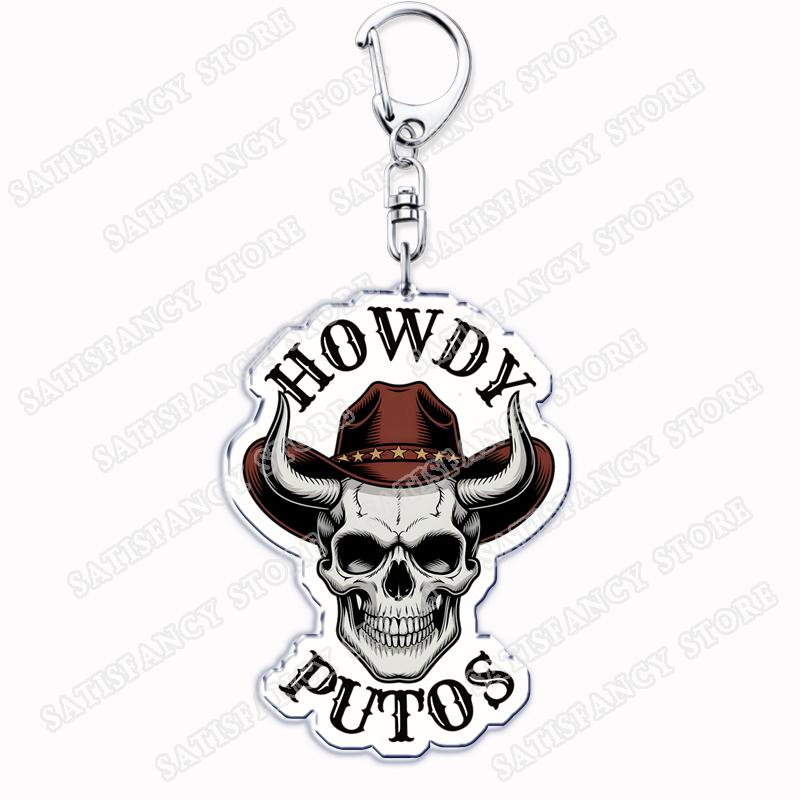 

Vintage Western Skull Cowboy Keychain for Accessories Cow Skull Country Skeleton Cowgirl Keyring Jewelry Fans Friends Gifts