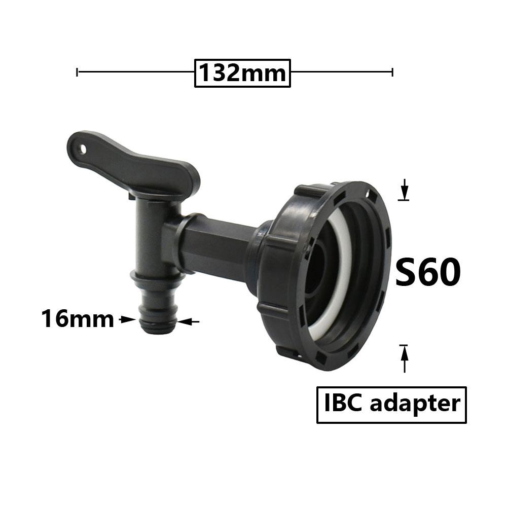 S60 IBC Tank Adapter 3/4" Thread Tap Water Irrigation Valve Faucet Garden Water Connectors Drain Couple