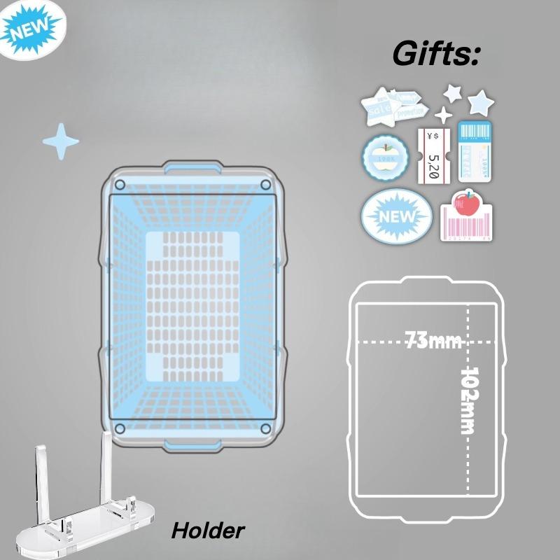 

Акриловая фоторамка «Корзина для покупок», креативный держатель для K-pop карт, 3 дюйма, аниме, защитный чехол для фотокарточек, стильные кармашки для карт 2025 синий