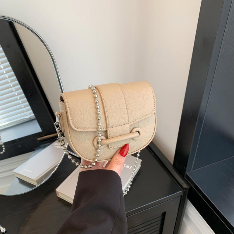 Stylish Mini Saddle Bag 2024 Spring Summer Chain Shoulder Crossbody Pu Bag Chic Design
