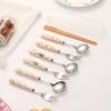 New Stainless Steel Fork, Spoon and Chopsticks Ceramic Handle Cartoon Three-piece Set Student Travel Spoon Chopsticks Portable Tableware Set