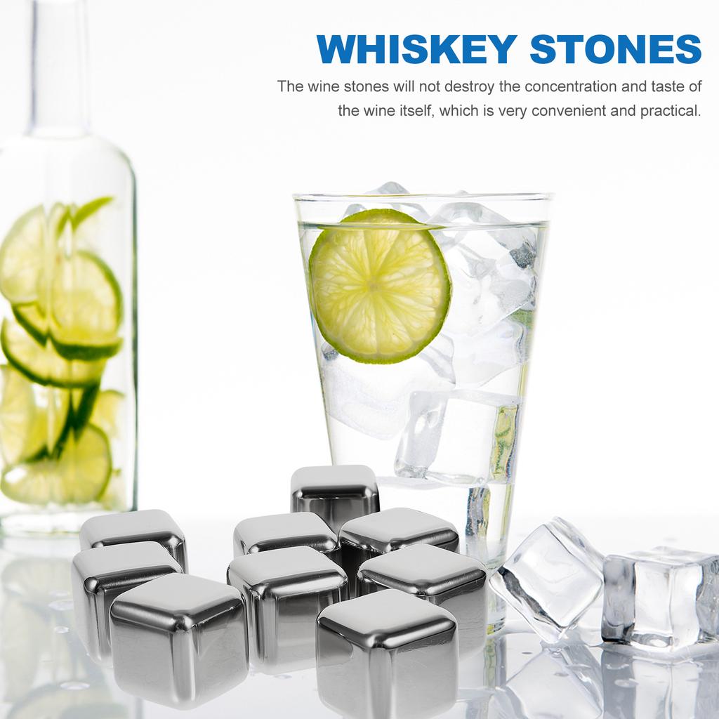 12 Pcs Metal Ice Cubes Whiskey For Accessories Stone 304 Stainless Steel Practical