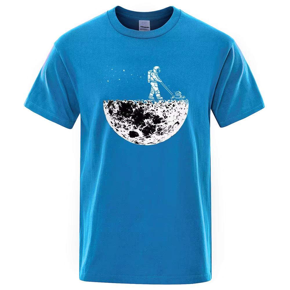 Astronauts Cherish Lunar Environment Men's Cotton T-Shirt - Soft, Trendy Short Sleeve Hip Hop Print