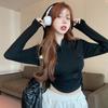 Hoodies T-shirts For Women Solid Black White Tops Girls Casual Tees Long Sleeve Workout Cycling Tees Fashion Lady T-shirts