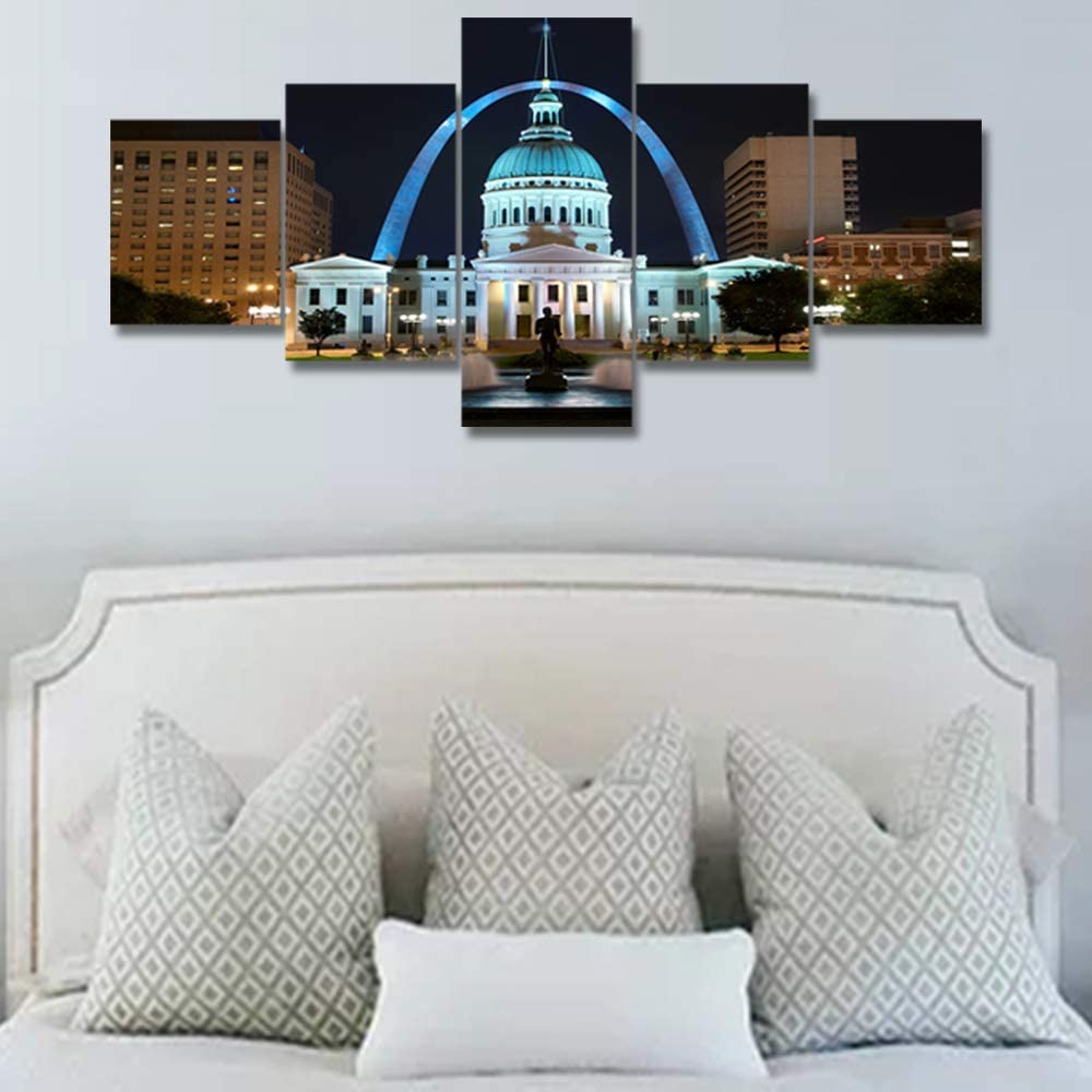 

5шт красивая улица. Луи центр города городской пейзаж художественные картины комната старое здание суда здание музей ночная сцена 5 шт. холст стены