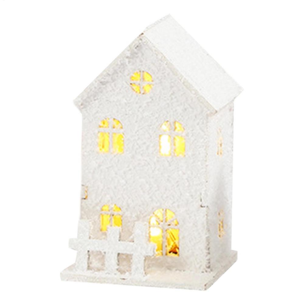 Keramisk Julelandsby Hus Ornament LED Opplyst Juletrehytte Skrivebord Hjem Pynt Julelampe Romdekor