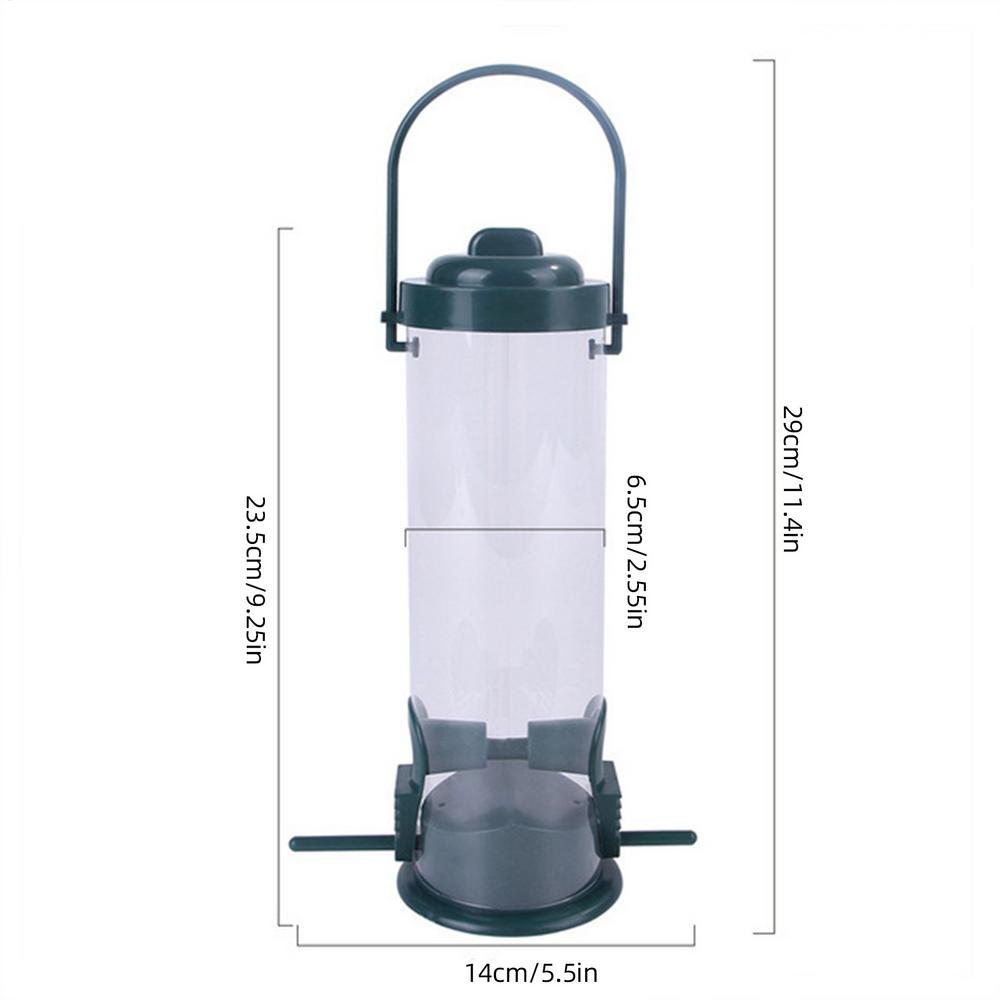 

Outdoor Bird Feeder Tube Squirrel Proof Wild Bird Food Container Hanging Garden Hummingbird Feeder for Garden Courtyard Balcony зелений