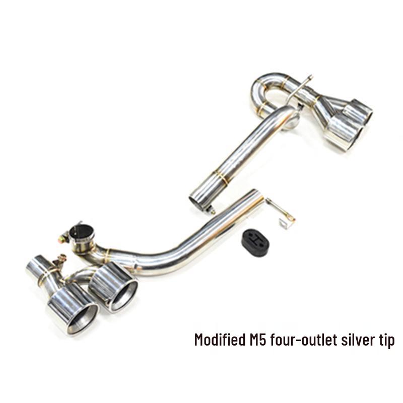 BMW 5 Series E60 520/523 M5 Quad Exhaust, Direct-Fit Stainless Steel & Carbon Fiber Muffler