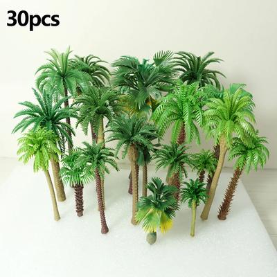 30pcs Mixed Model Trees Coconut Palm Scale Tree DIY Park Rainforest Train Railroad Decoration Building Landscape Miniature Tree