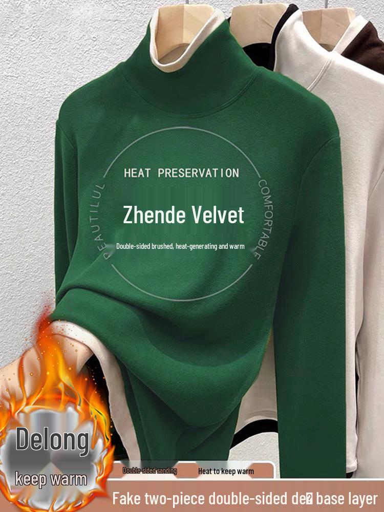 

Шикарный зеленый топ с высоким воротником, двухсекционный, с цветными блоками, термо, с длинным рукавом M зелёный