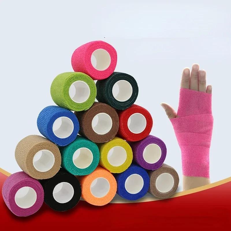 1Roll 2.5/5/10cm*4.5m Gauze Medical Bandage Self-adhesive Breathable Elastic Bandages for Sports Fixing Finger Wrist Leg