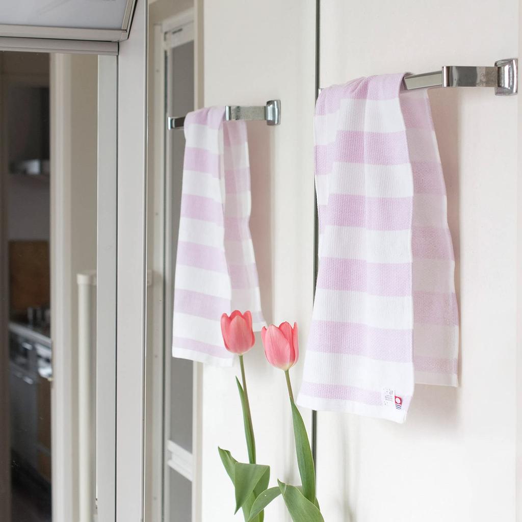 Bloom Imabari Certified Gauze Towels and Face Set of Groovy Kitchen Indoor Made in Cotton Towels, 4, Border, Towels, Quick-Drying, Drying, Japan, 100%