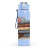 1PC Vintage Stacked Rose Books 750ml Color Plastic Sports Water Bottle Leakproof Flip Straw Lid Suitable for Sports Office Home Use
