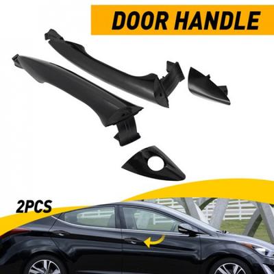 2X Exterior Door Handle Front Left Right & For 11-16 Hyundai Elantra Black EV