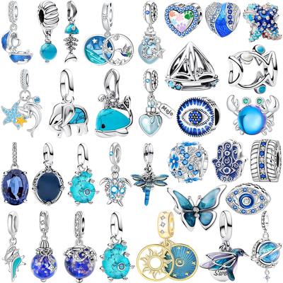 Abalorios de Cobre Tierra Tortuga Pájaro Estrella de Mar Mal de Ojo Cuentas Ajuste Pulsera Brazalete Original Colgante DIY Joyería Fina Regalo