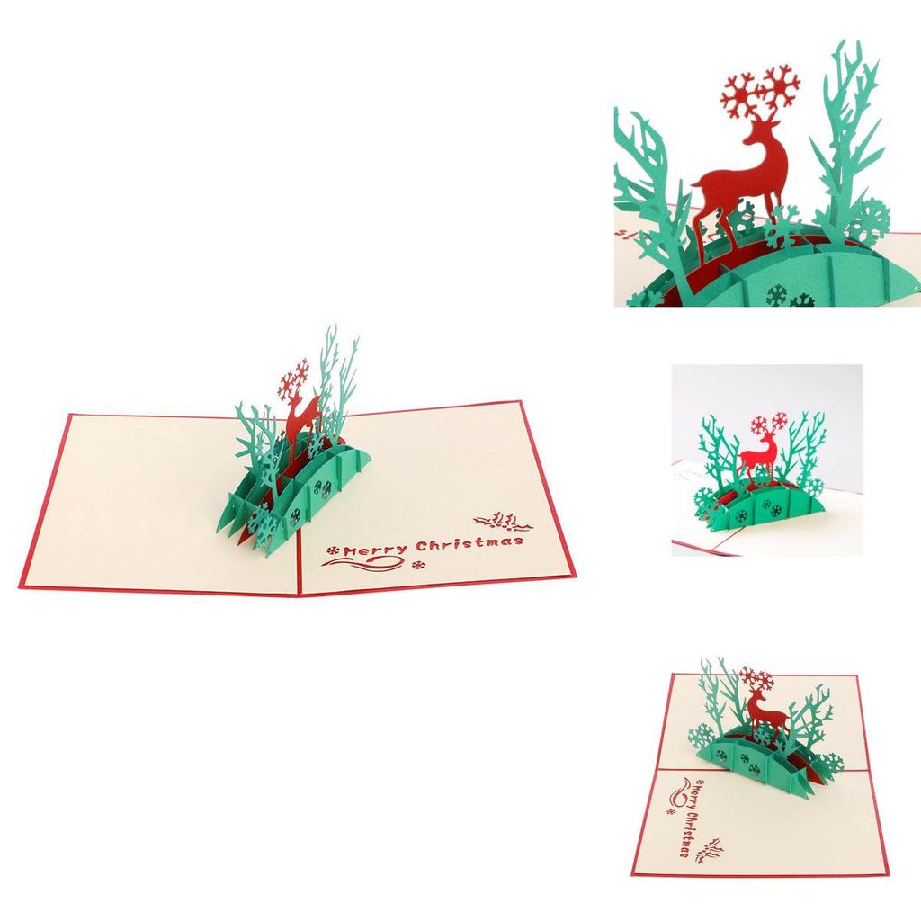Exquisite 3D-Grußkarte mit Weihnachts-Hirsch-Design, ideal für Geburtstage und Partys