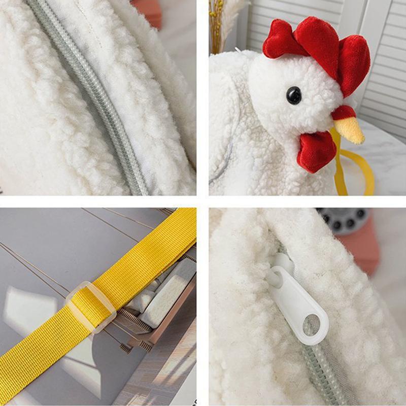 Moda Donna Bambini Forma Gallina Borsa Peluche Brutta Carina Bambola Cartone Animato Borsa Peluche di Grande Capacità Portamonete Pollo Borsa a Tracolla per Donne Ragazze
