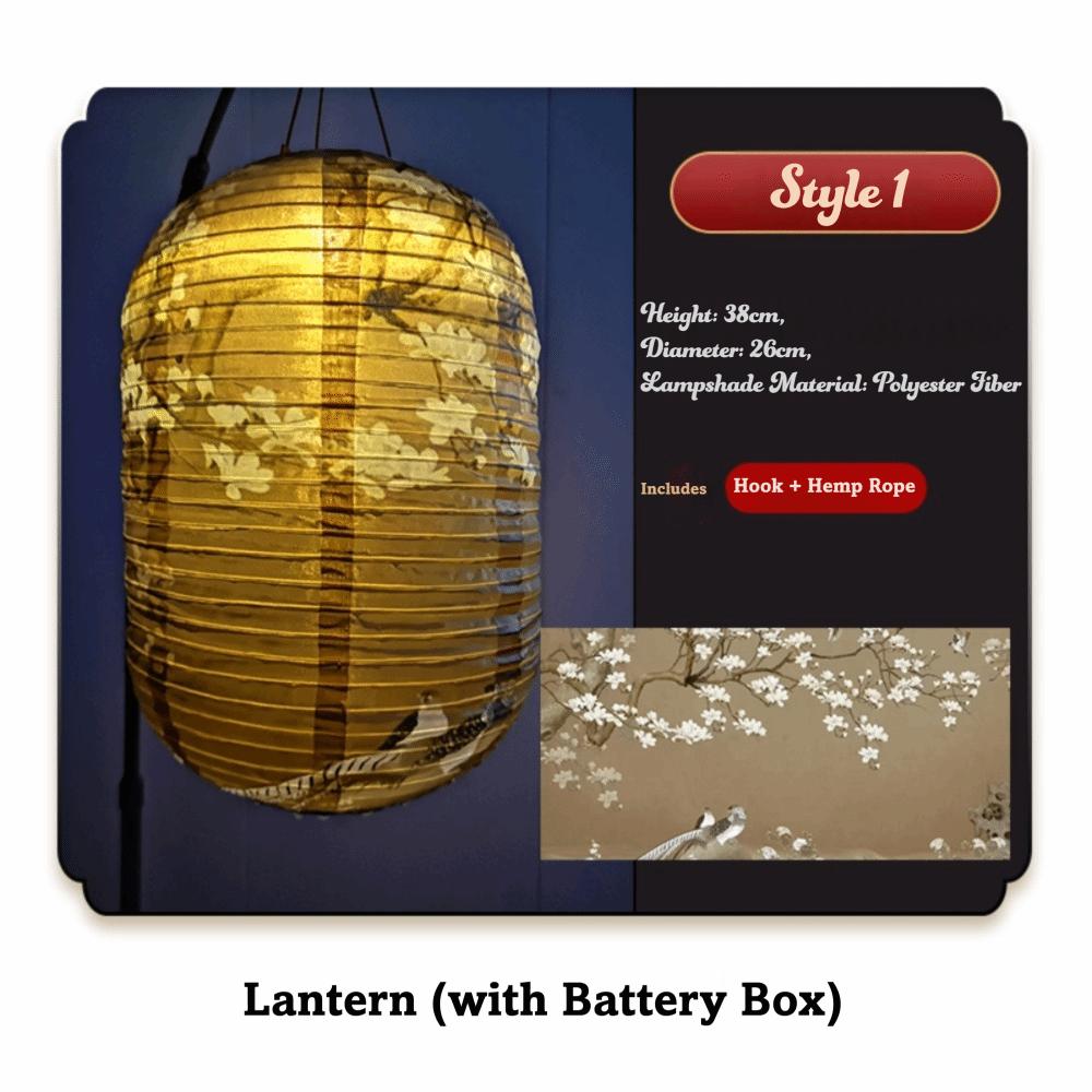 Oriental Style Waterproof Chinese Style Lantern LED Light Nylon Cloth LED Light Lantern Solar Powered Hanging Lamp Home Decor