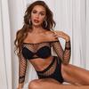 Plus Size Sexy Lingerie One-Piece Bodysuit Women Fishnet See Through  Underwear Transparent Open Strapless Erotic Body Stocking