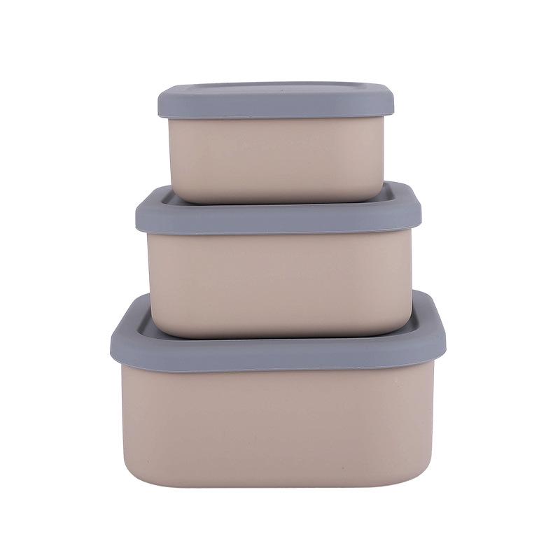 

Silicone Food-Grade Square Bento Box Set with Lid for Fresh-Keeping, Microwave, and Picnic Use