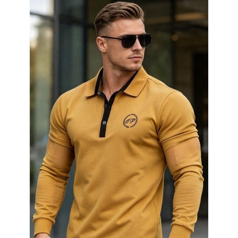 Men's Plus Size Long Sleeve Polo Shirt Autumn Winter Business Casual Cotton Top Breathable Stretch Loose Fit M-6XL White Black Navy