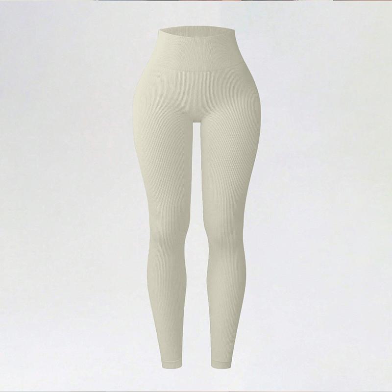 Women's High Waisted Yoga Pants Ribbed Seamless Leggings Tummy Control Workout Gym Fitness