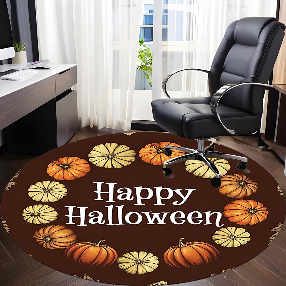 1pc Pumpkin Halloween Office Round Area Rug, Under Office Chairs Bedroom Living Room Home Decor, Room Deco, Available in Various Sizes