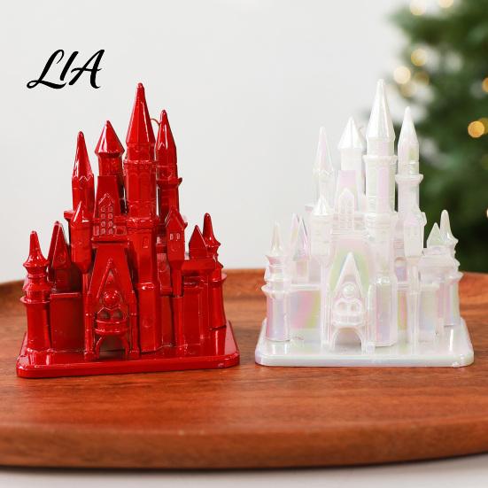 Unique Christmas Gift Decorations Castle Ornament, 3D Electroplating Tree Hanging DIY Holiday Scene Settings Decoration, Electroplated Plastic Pendant