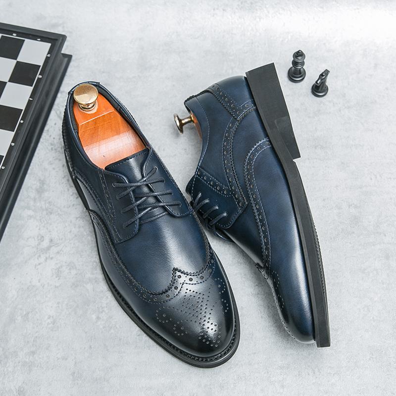 Móda Luxusní Pánské Brogue Kožené Boty Business Oxford K Obleku Kancelářské Boty do Práce Retro Ručně Vyráběné Společenské Boty Pánské Večerní Boty