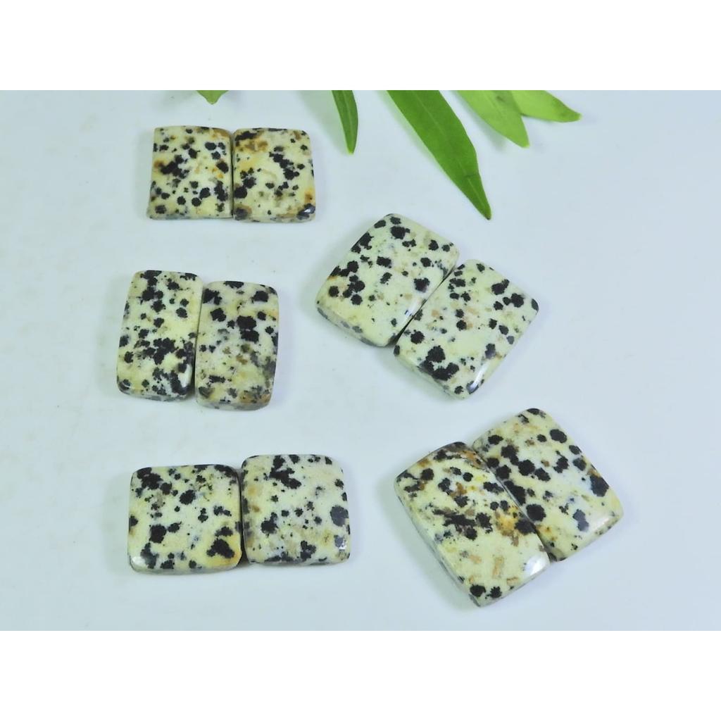 Natural Dalmantion Matched Pair Ocatagon Cabochon Loose Gemstone 5 Pair Lot A-67